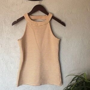 ANTHROPOLOGIE Deletta Cream and Tan Striped Tank Top